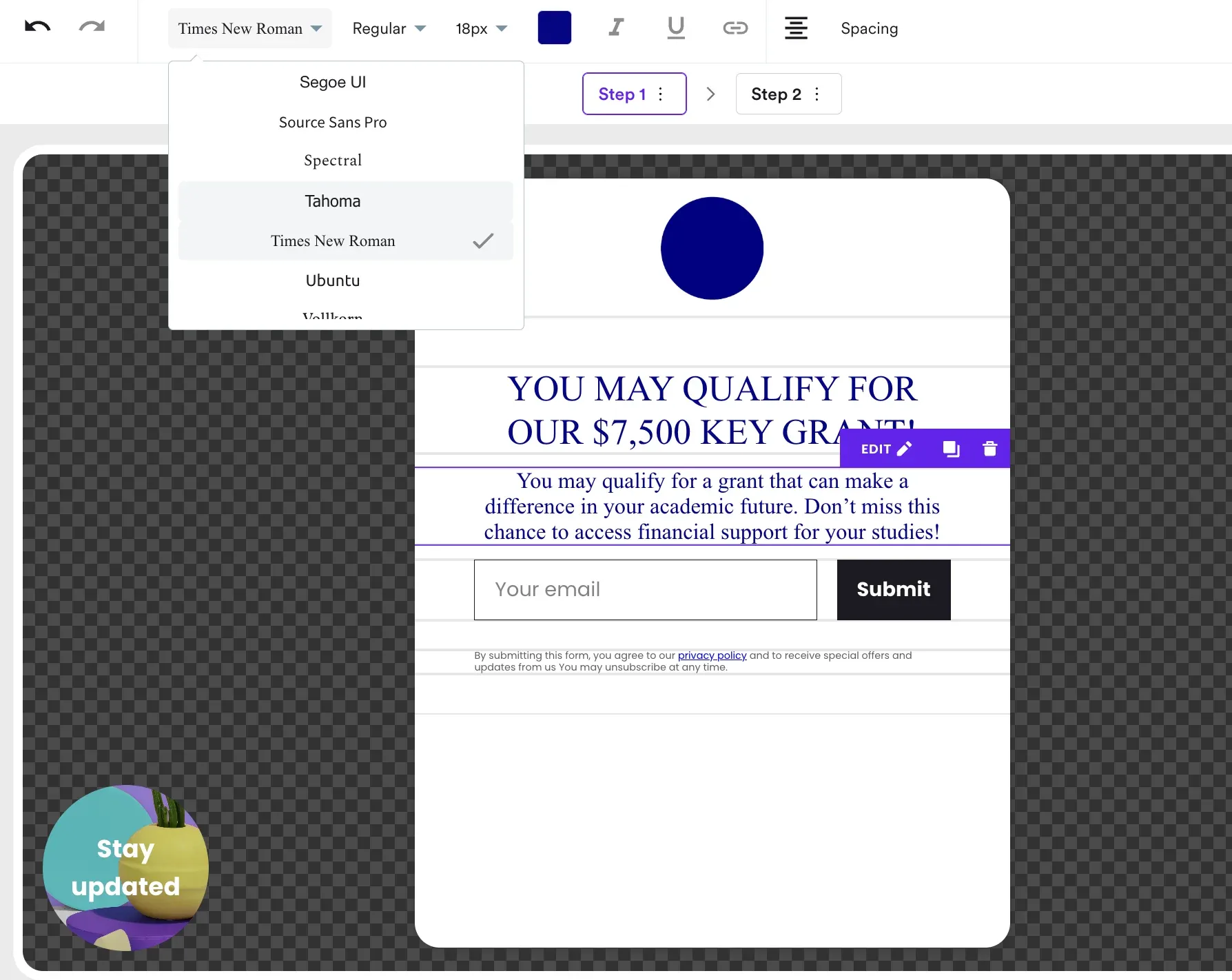 customizing the font