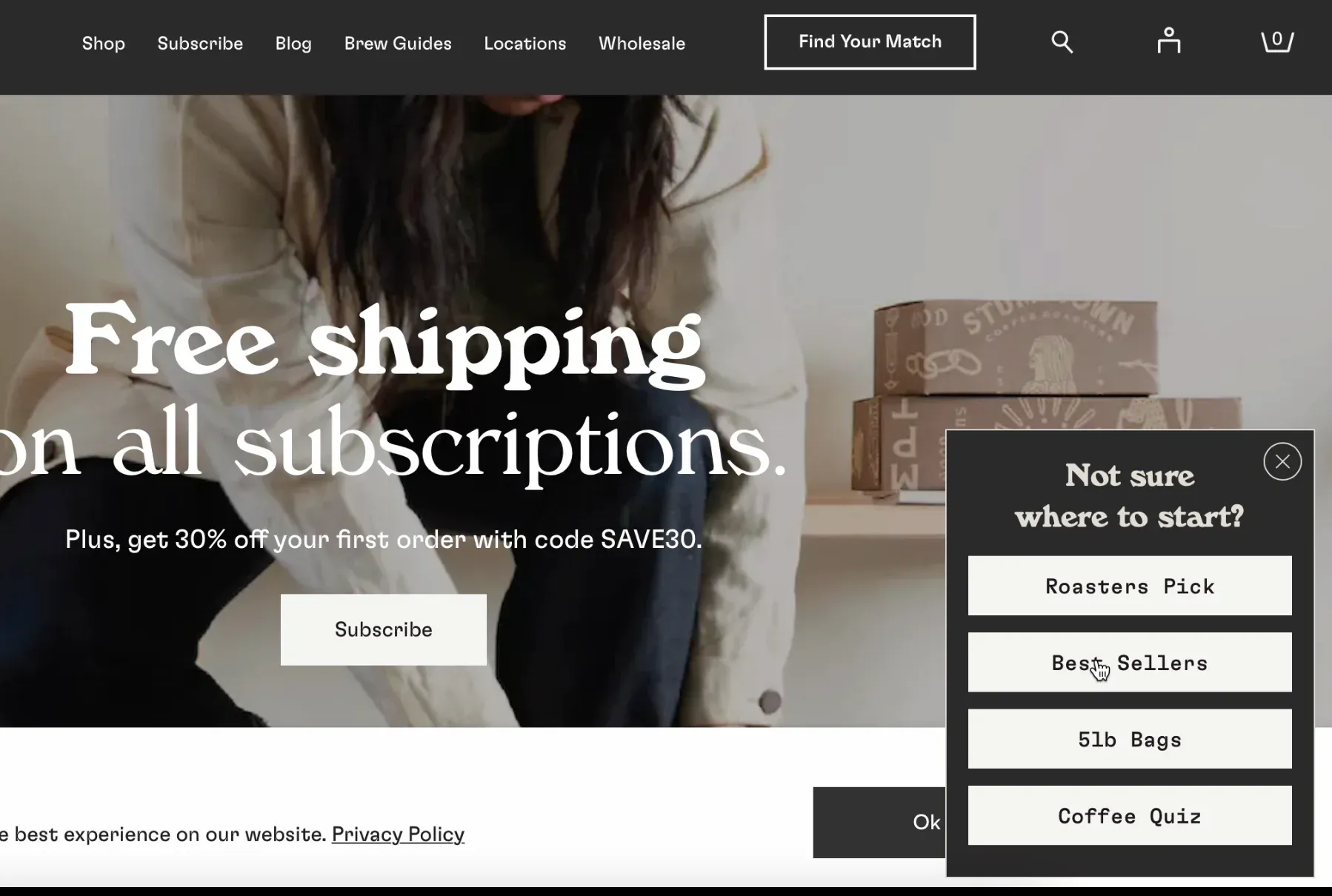 product exploration popup