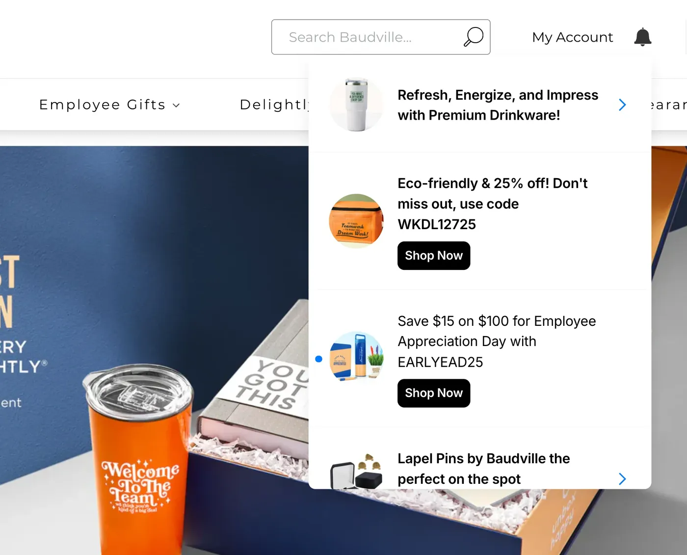 Wisepops onsite feed holding product announcements and marketing messages