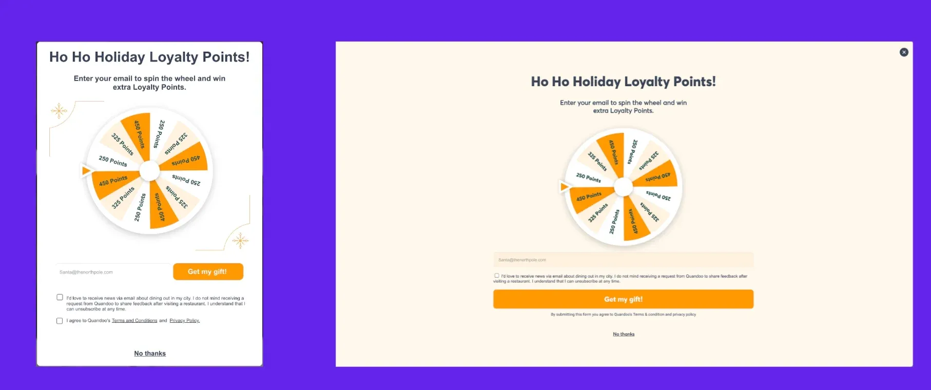 spin to win popups designs