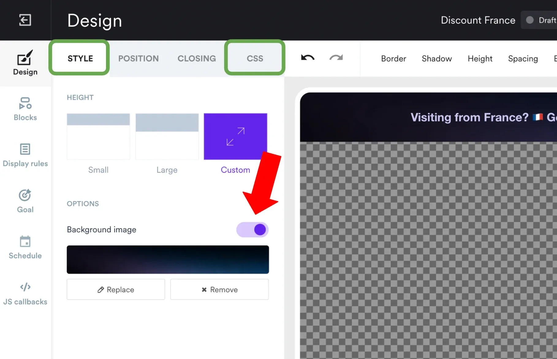 enabling background image