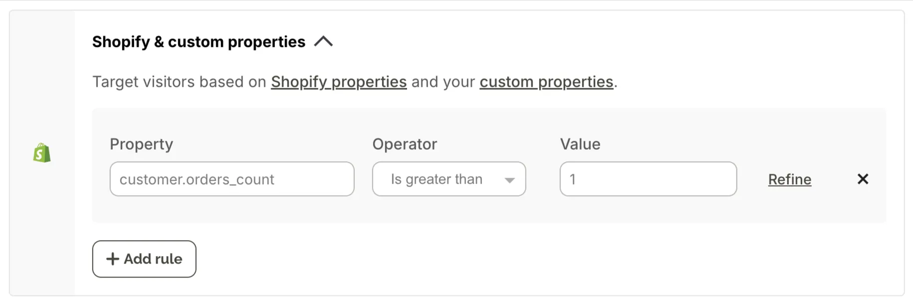 native shopify targeting