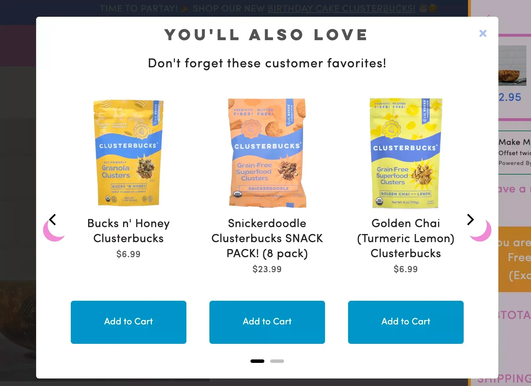 cross sell ecommerce popup