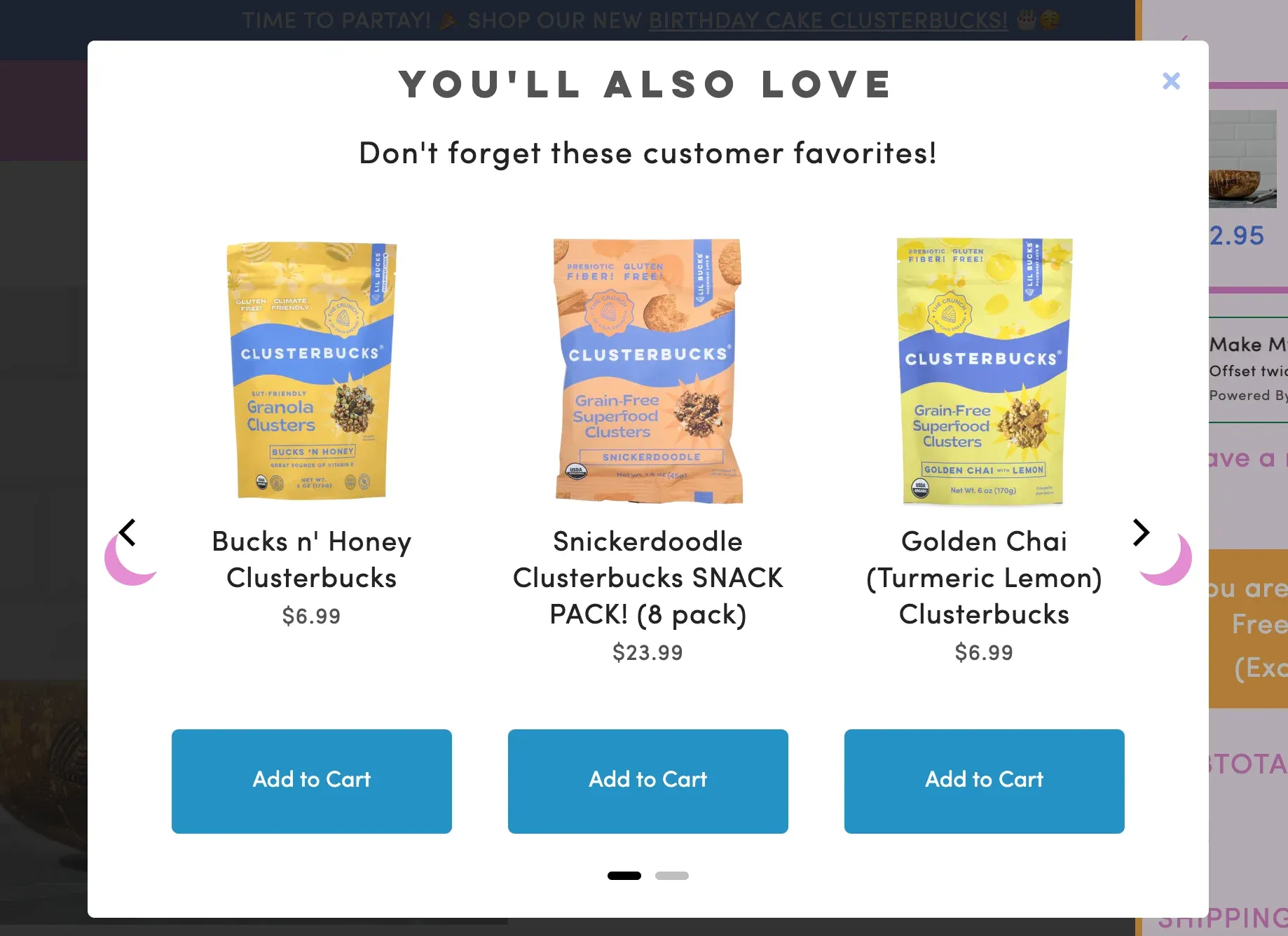 Upsell popup with related products
