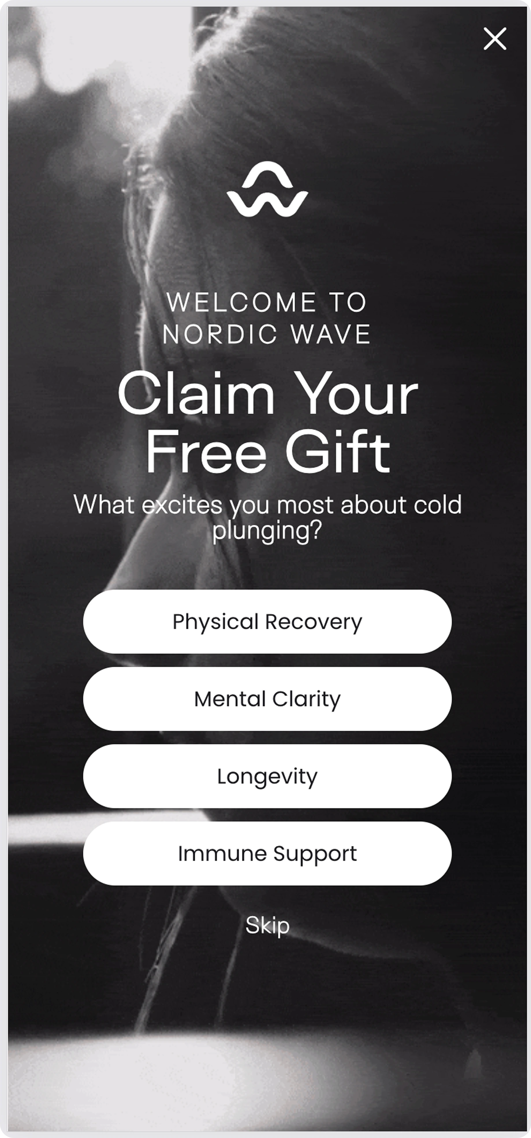 nordic wave quiz popup with free gift