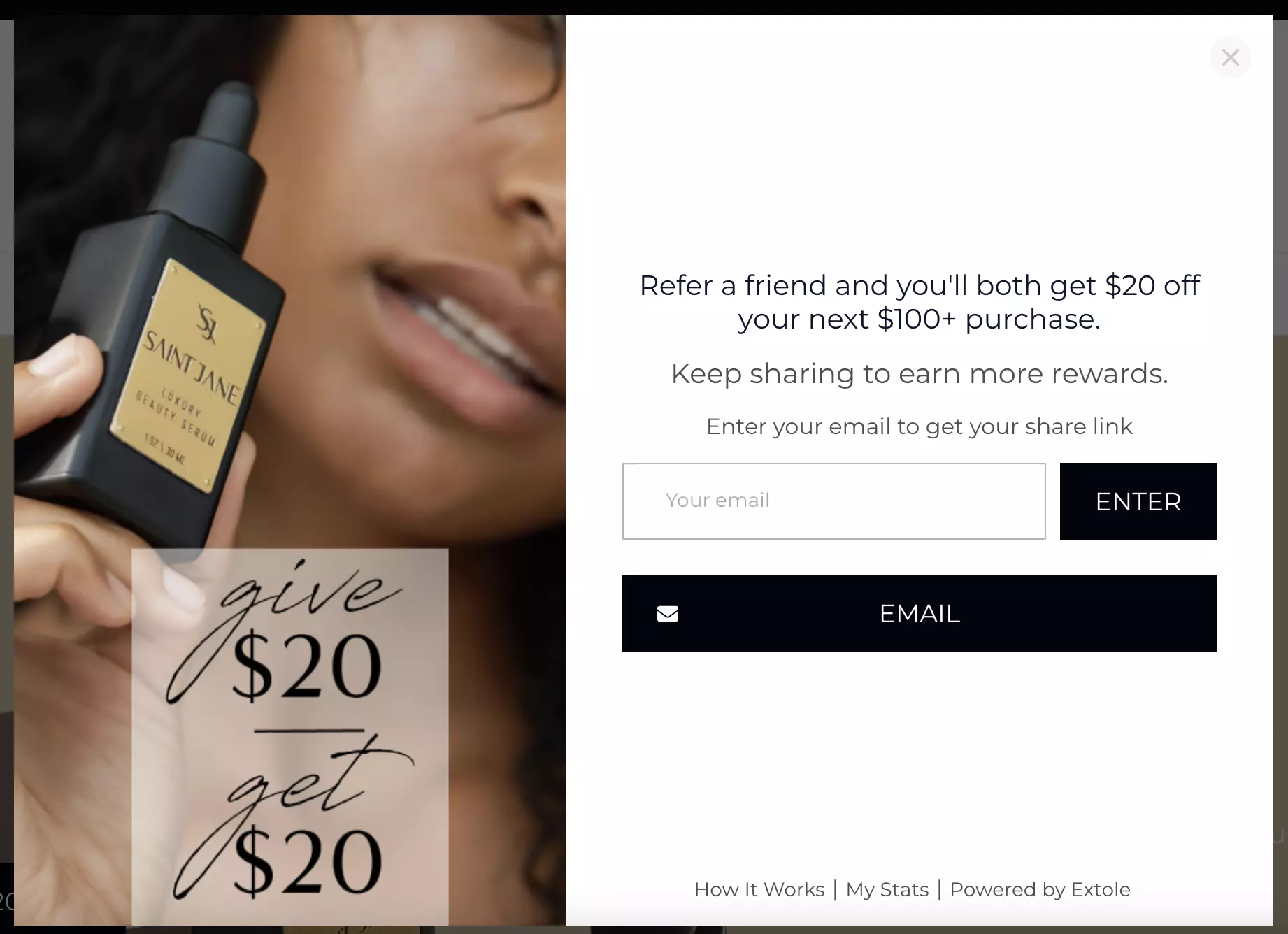 discount popup for referrals