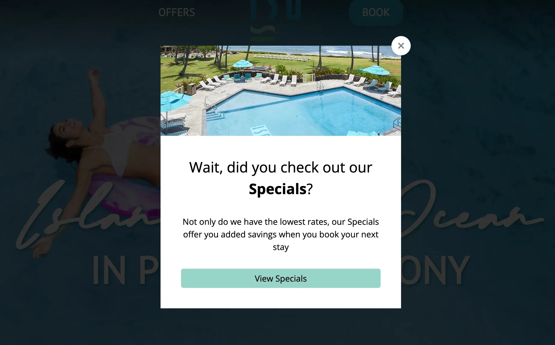exit offer with specials from hotel