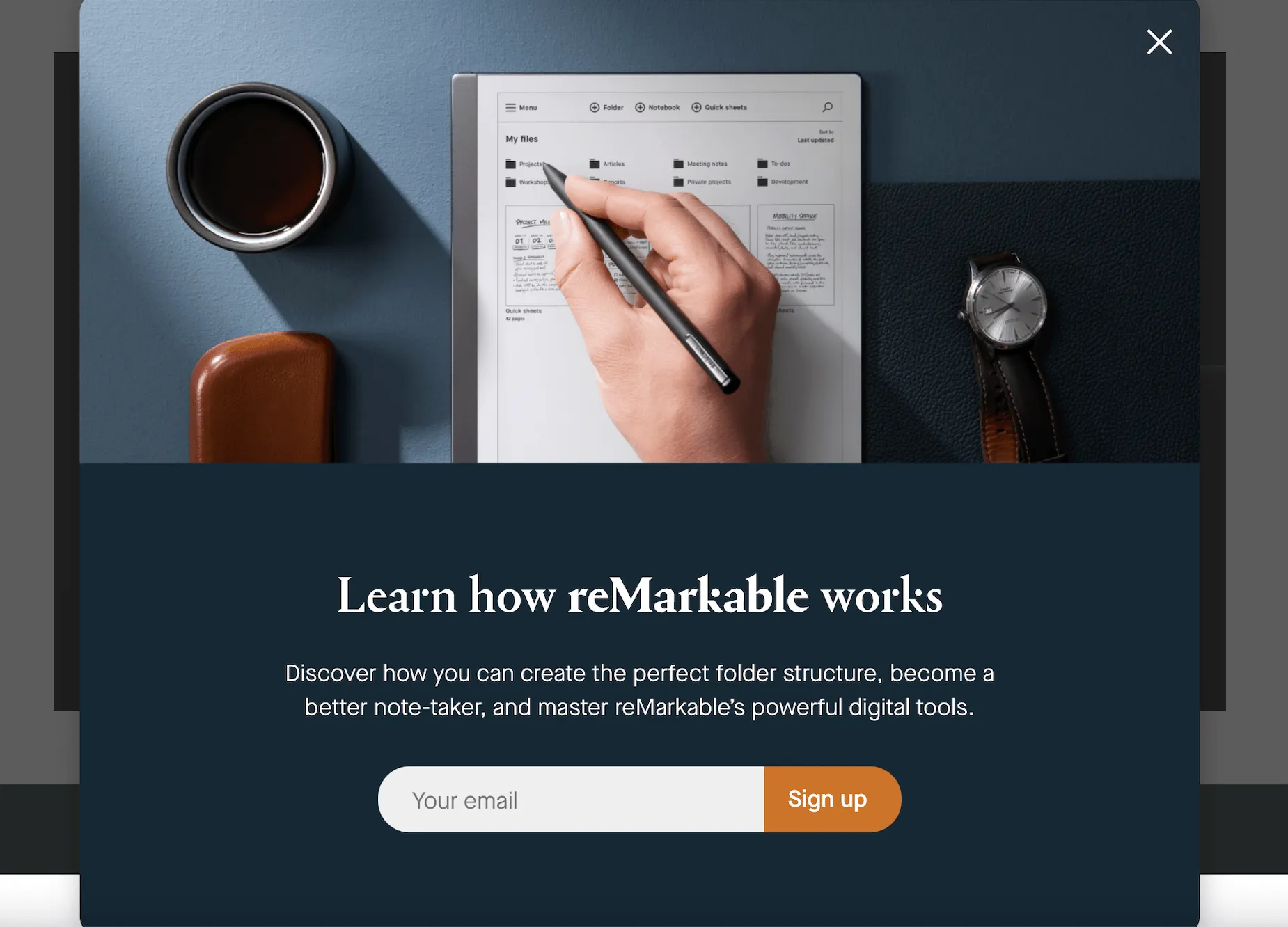 reMarkable product discovery popup
