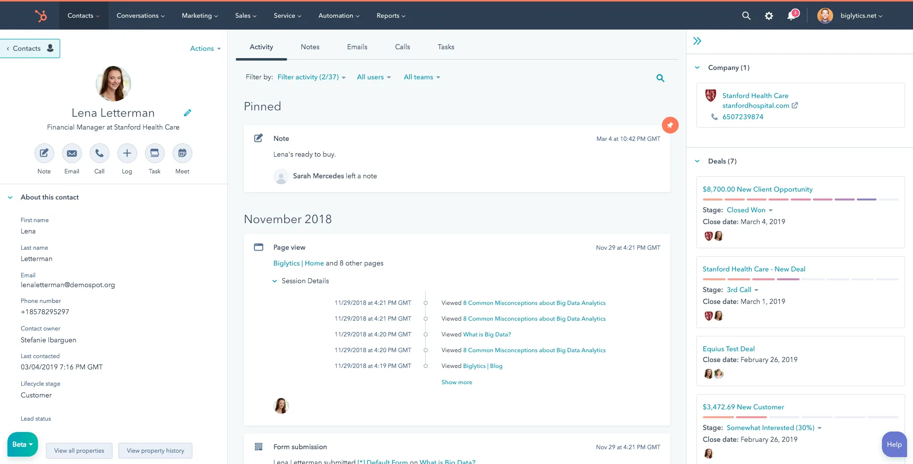 hubspot dashboard