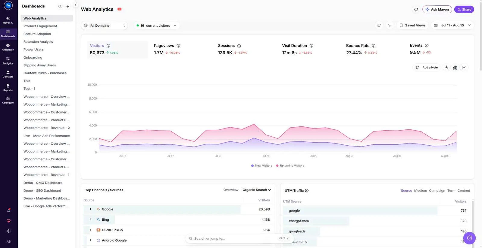 Usermaven reporting view