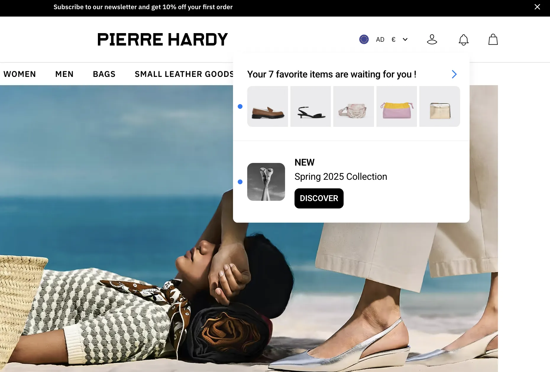 Product recommendations shown in a website feed on an ecommerce store