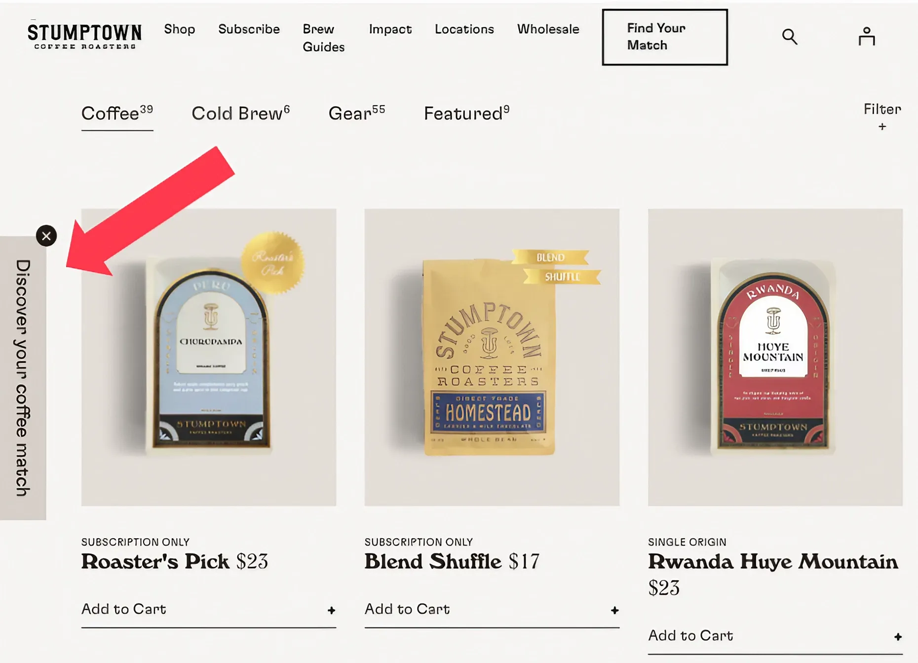 tab that leads to product quiz
