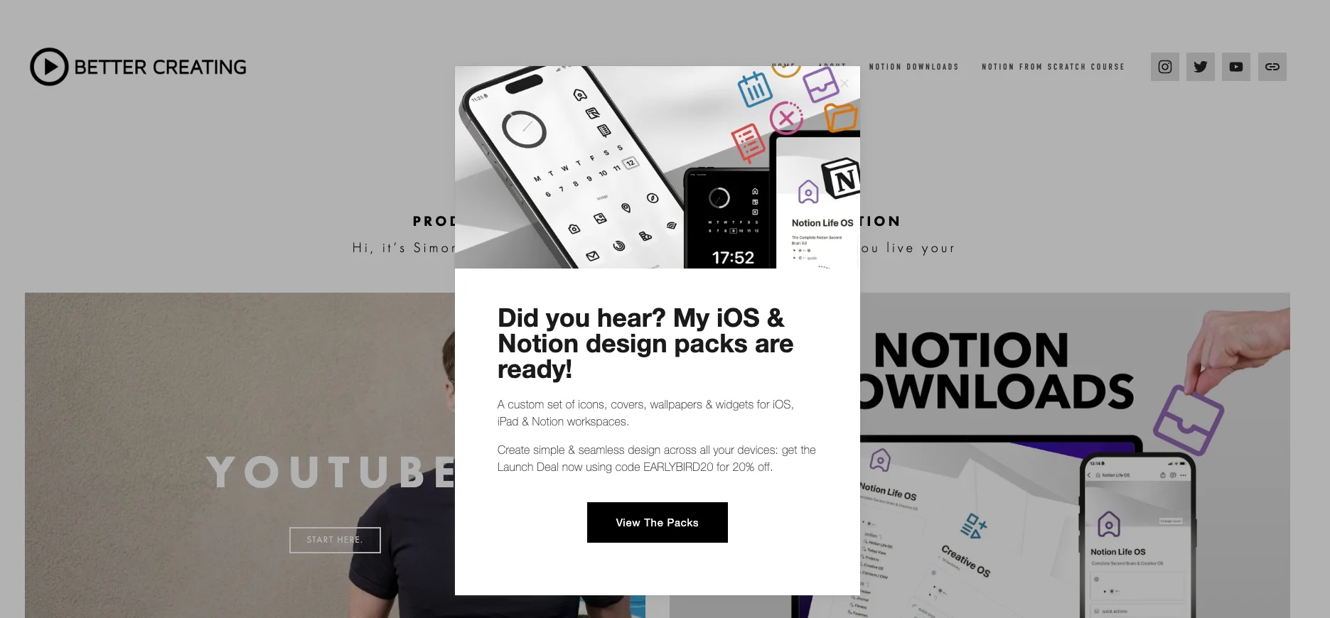 popup ad with lead magnet