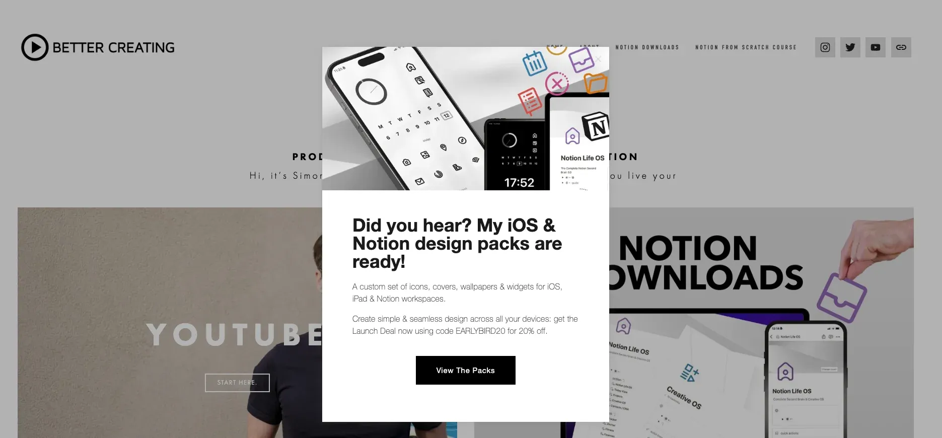 popup ad with lead magnet