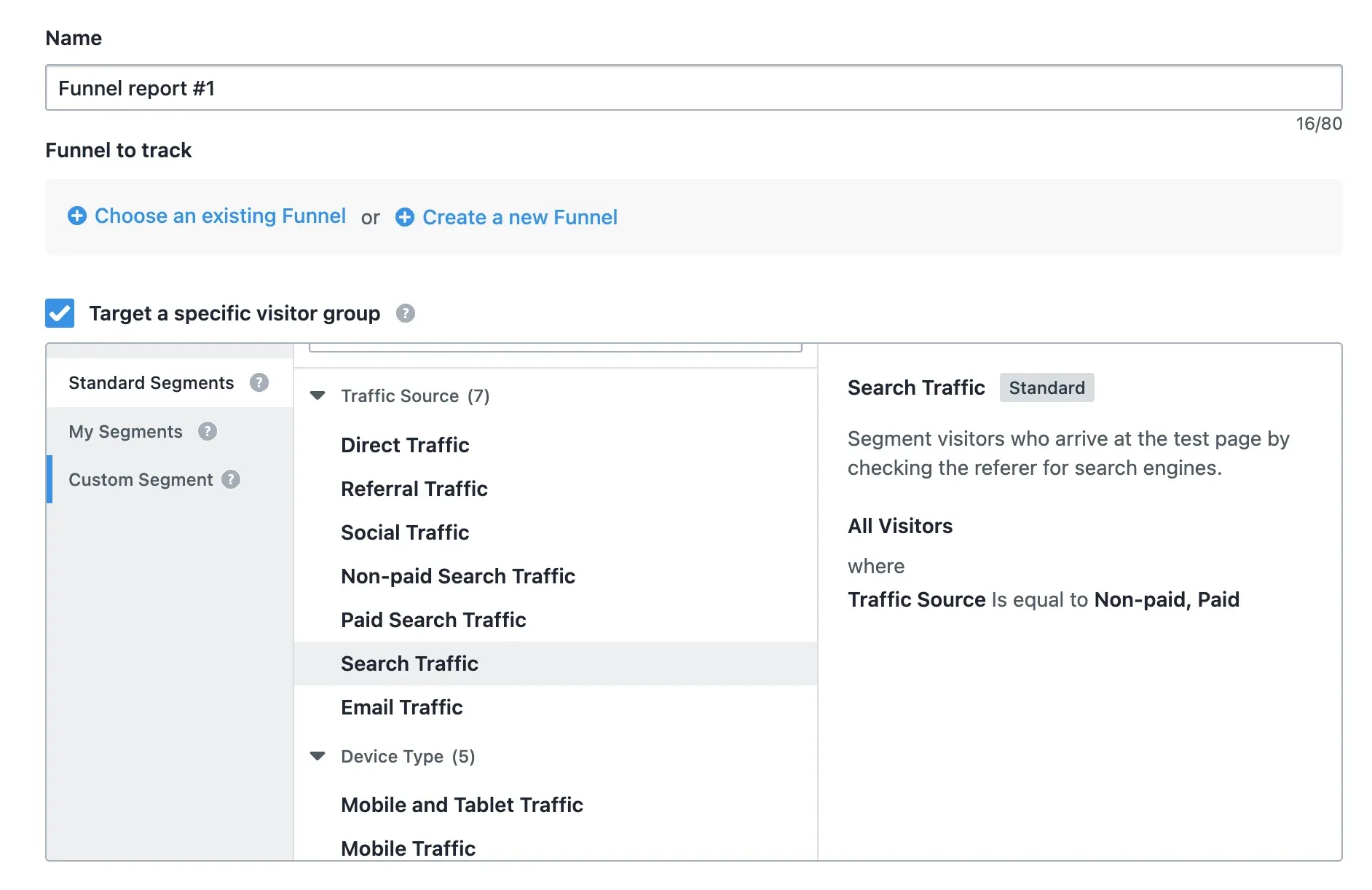 creating a funnel report