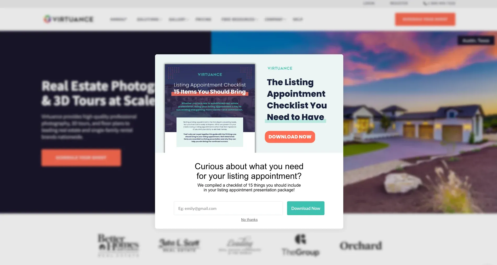 popup form example b2b