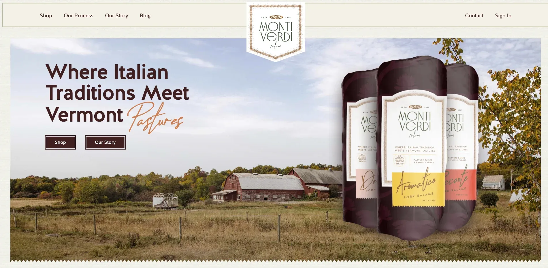 monti verdi ecommerce website