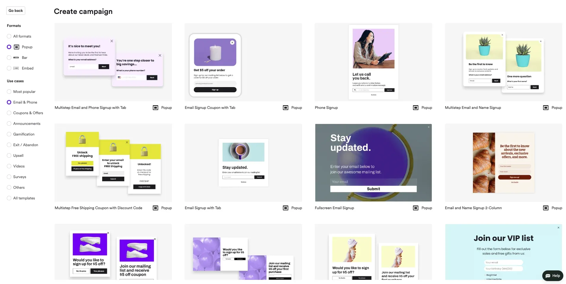 welcome popup templates