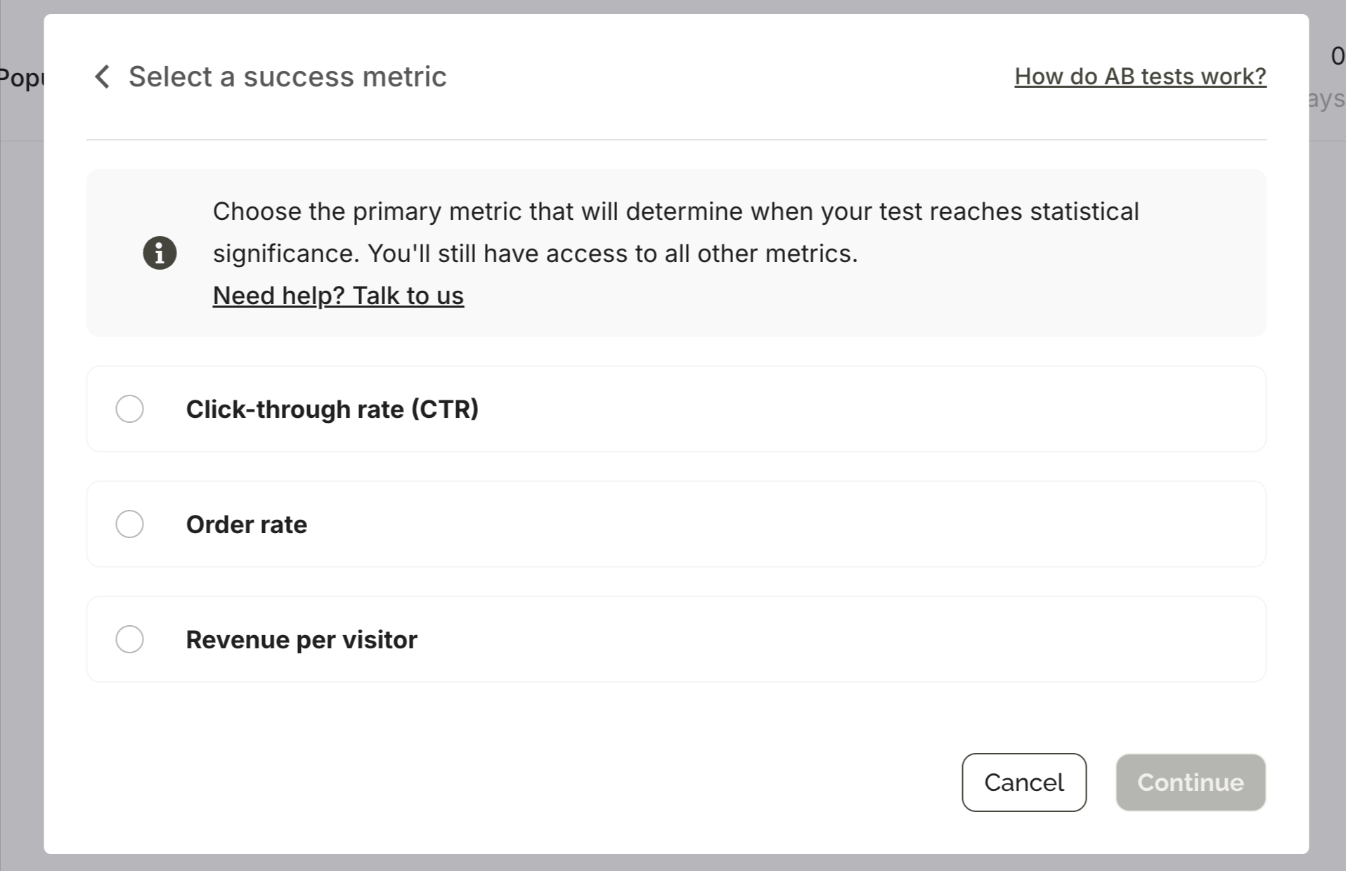 success metric ab test