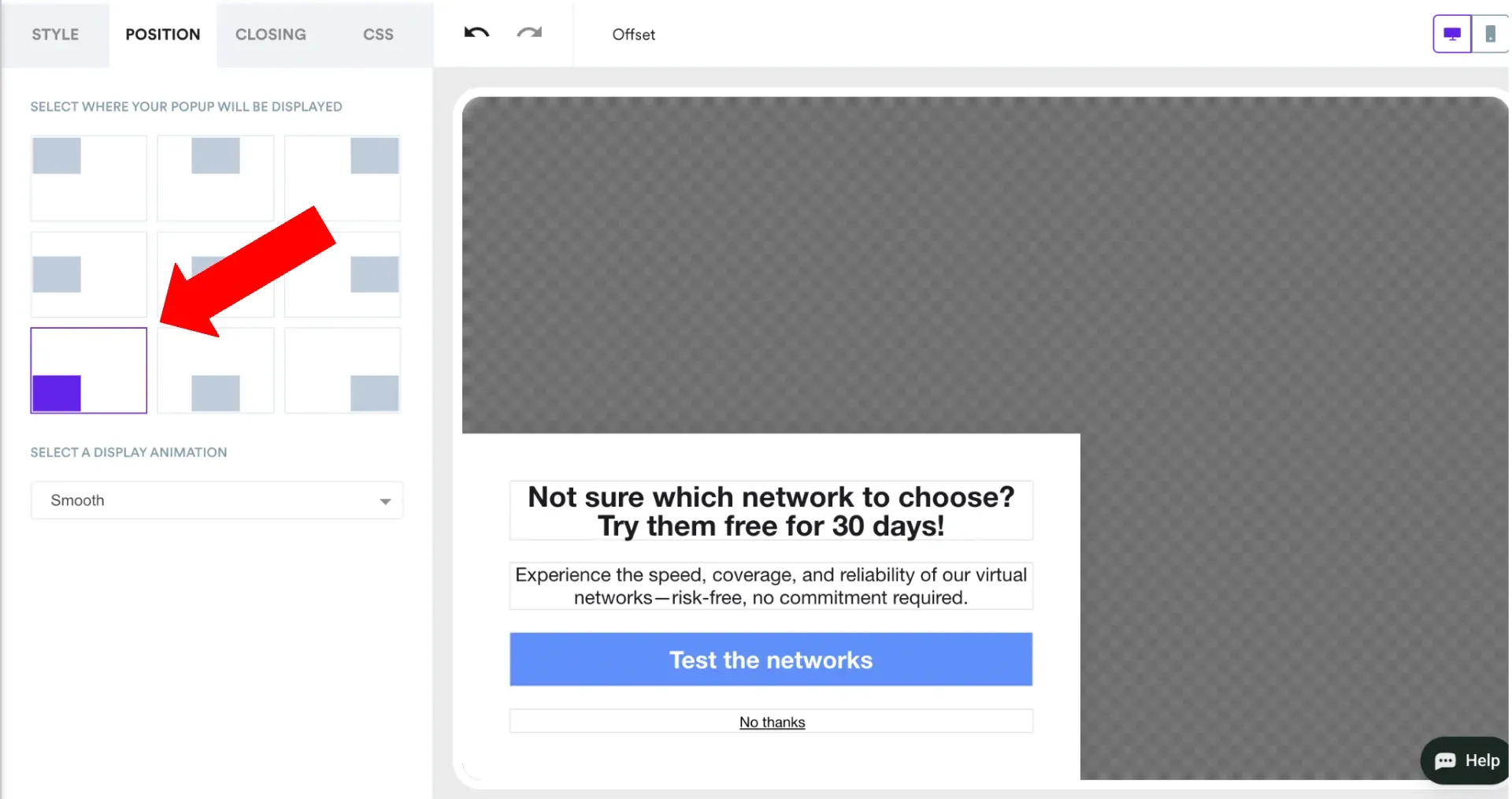 choosing screen positions