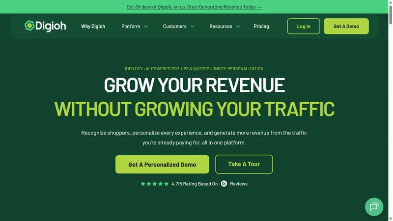Digioh onsite personalization page