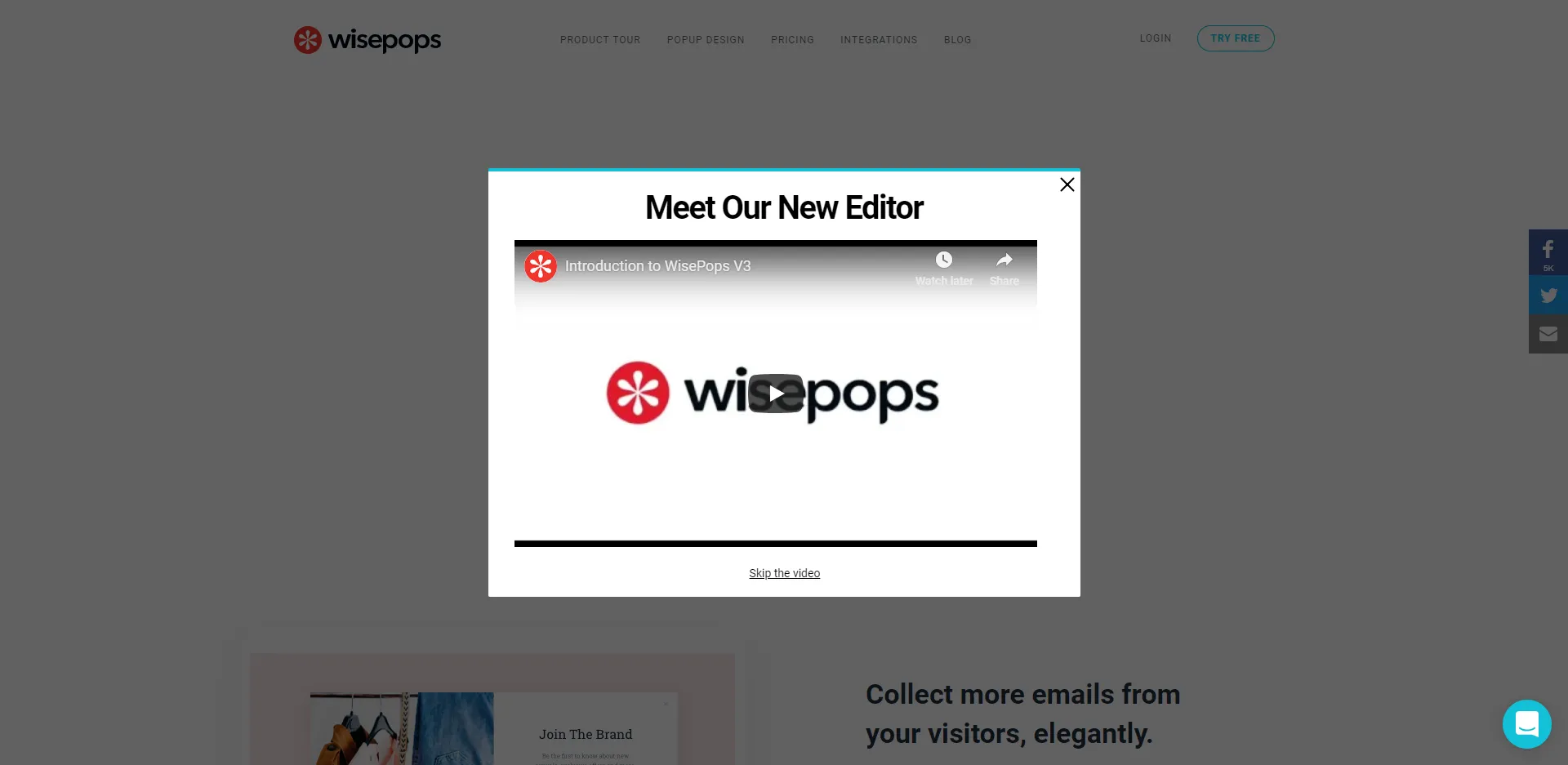 A video popup viewed on a 1920 x 1080 pixels screen