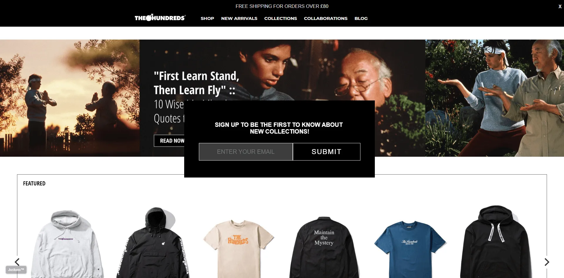 A popup on thehundreds.co.uk inviting visitors to be the first to know about new collections