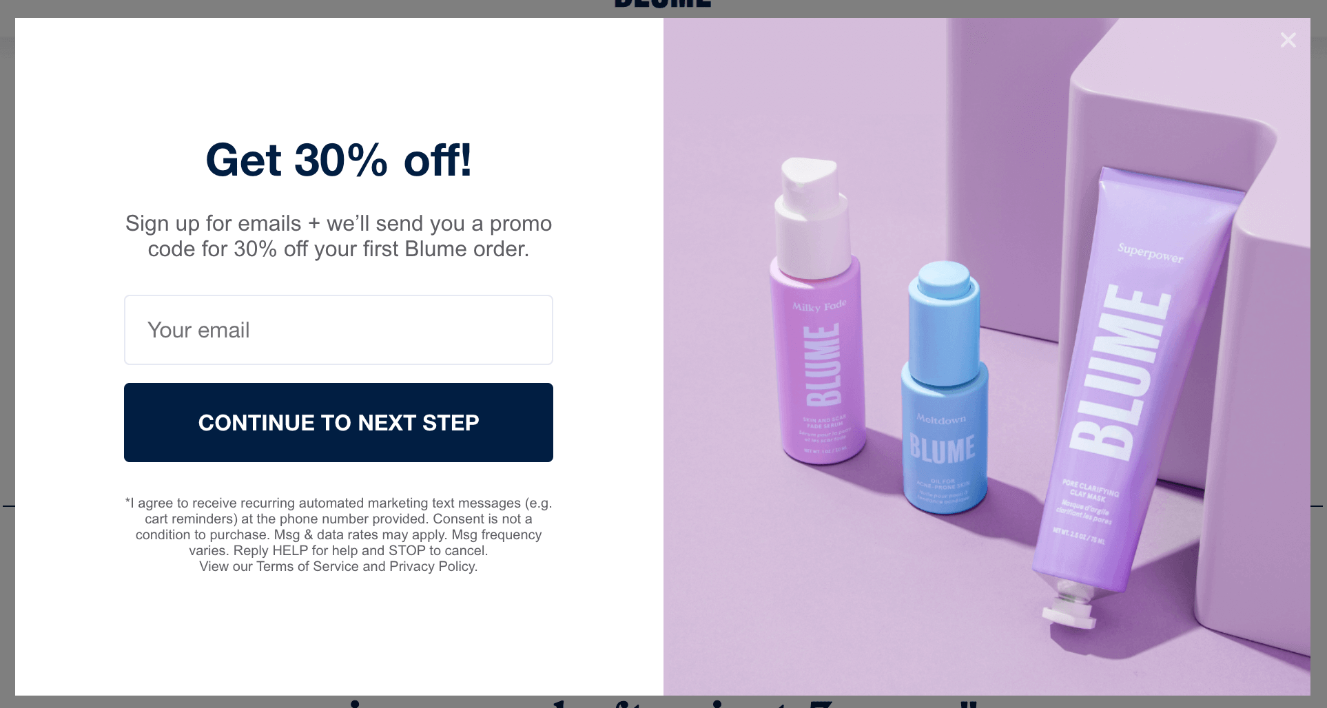 An exit popup example 