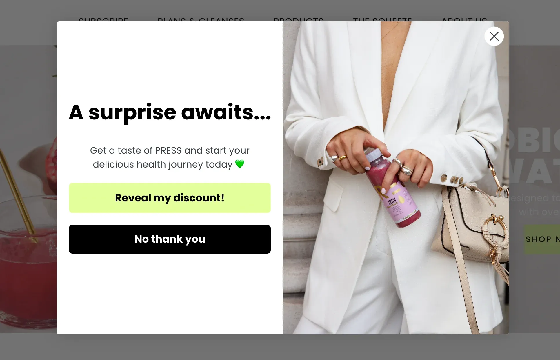 popup window with buttons