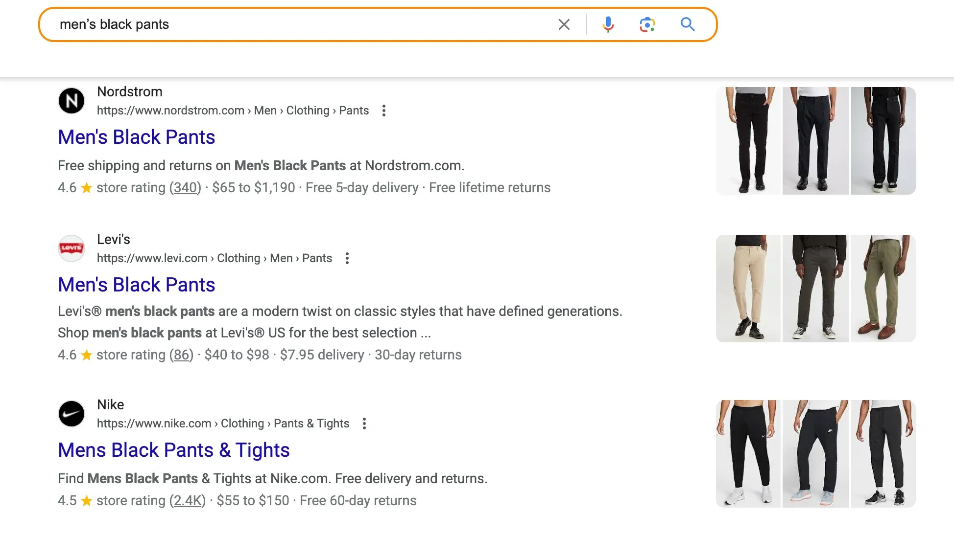 google search results
