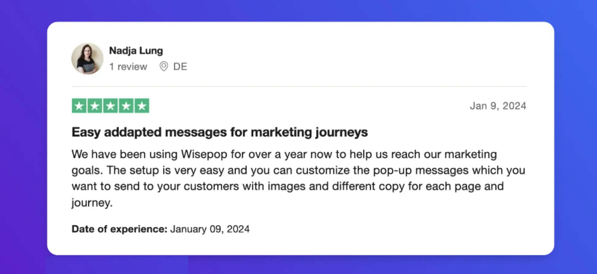 trustpilot review wisepops