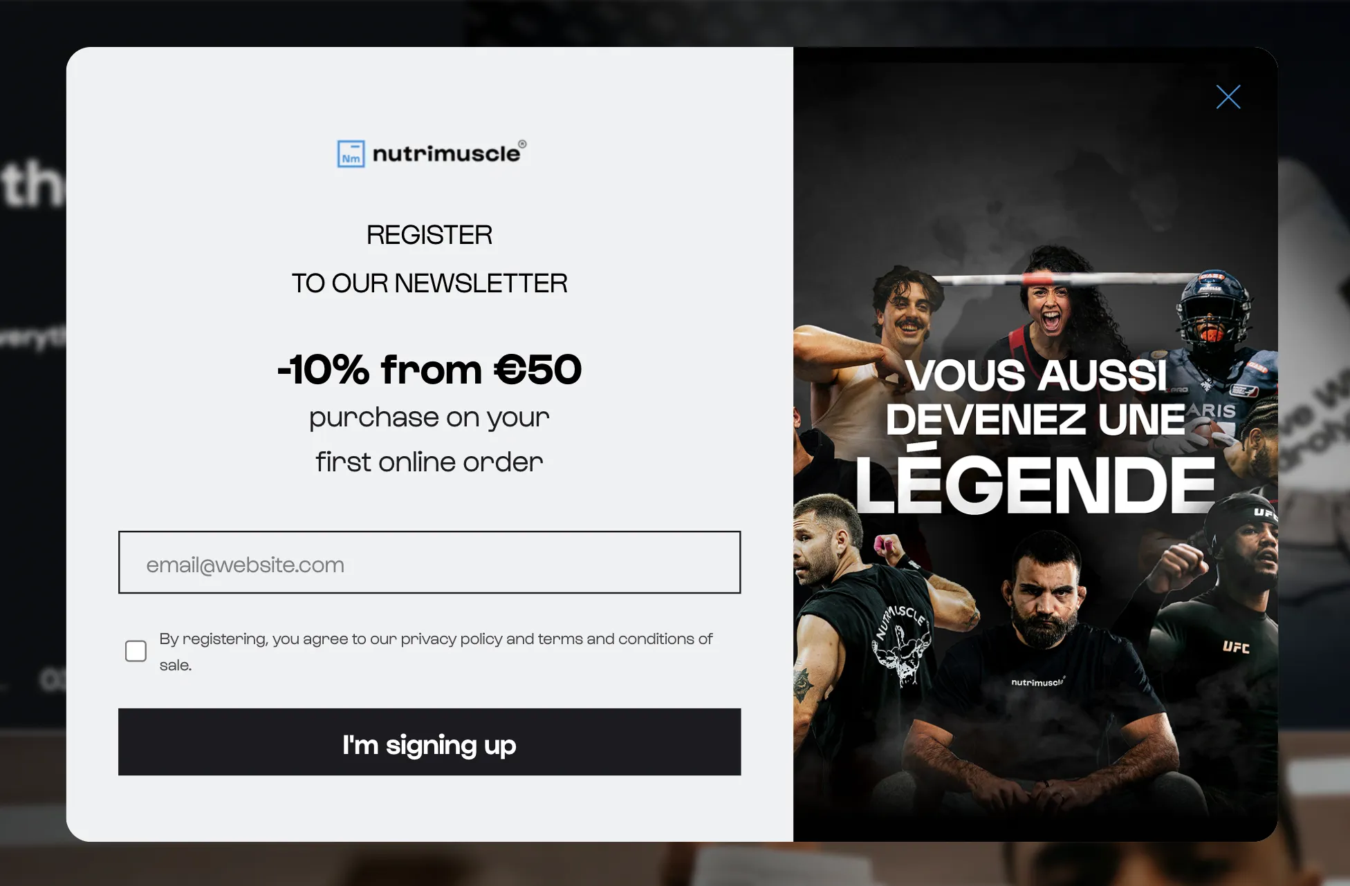 welcome offer on a shopify store