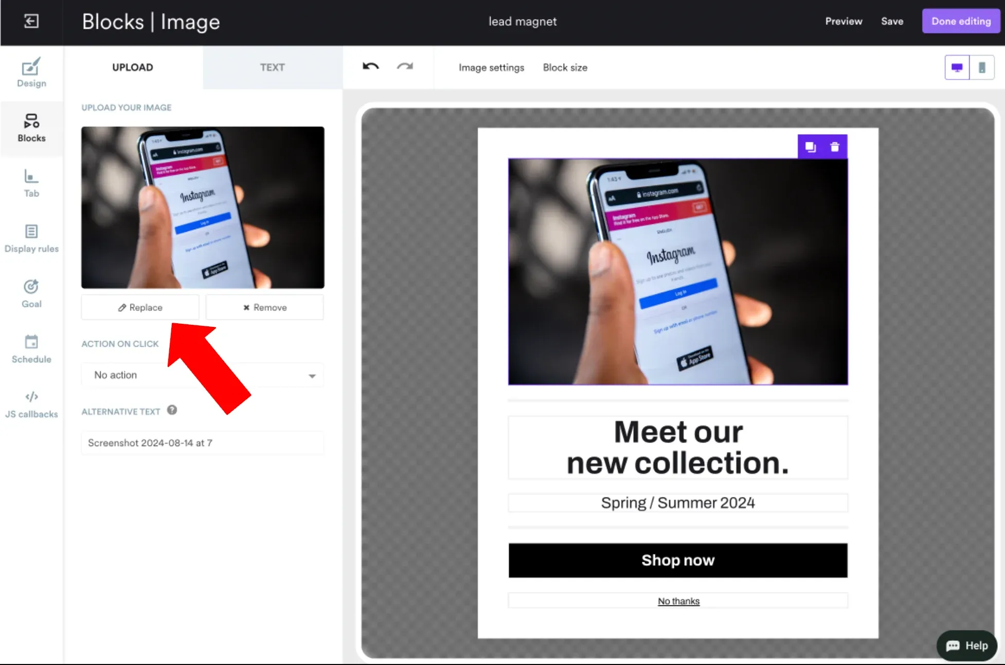 replacing image