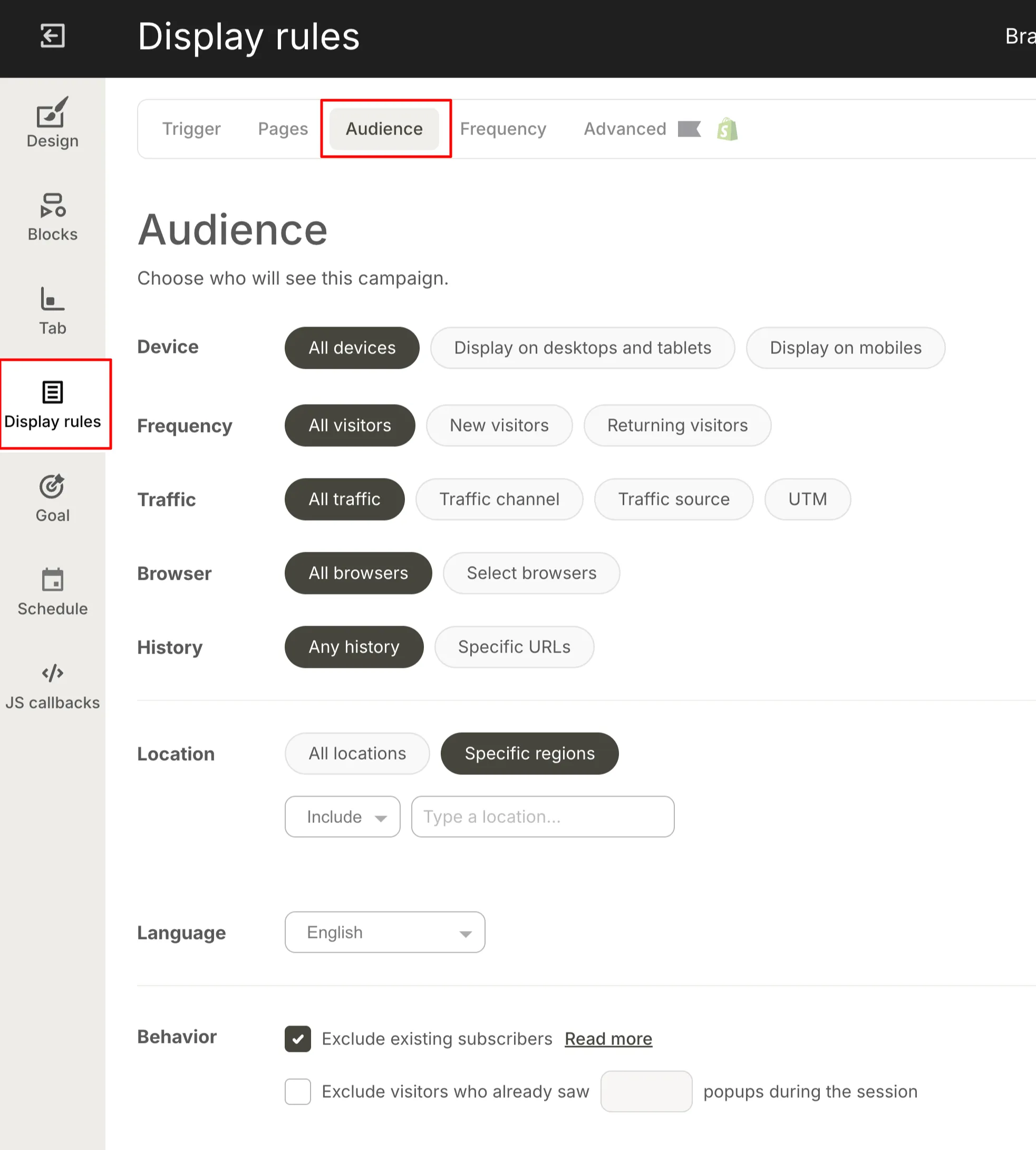 audience settings