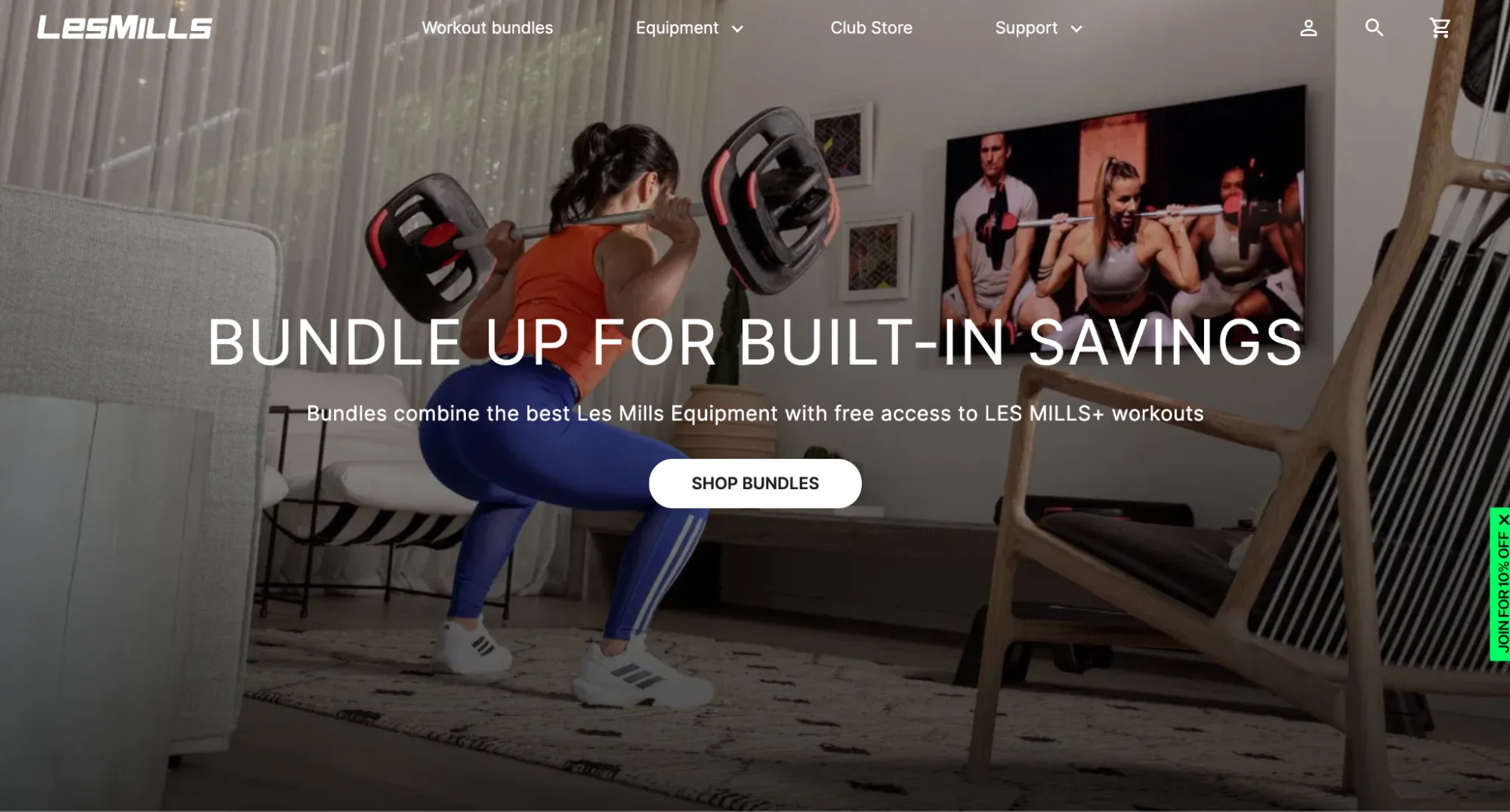 LES MILLS home workout equipment shop homepage