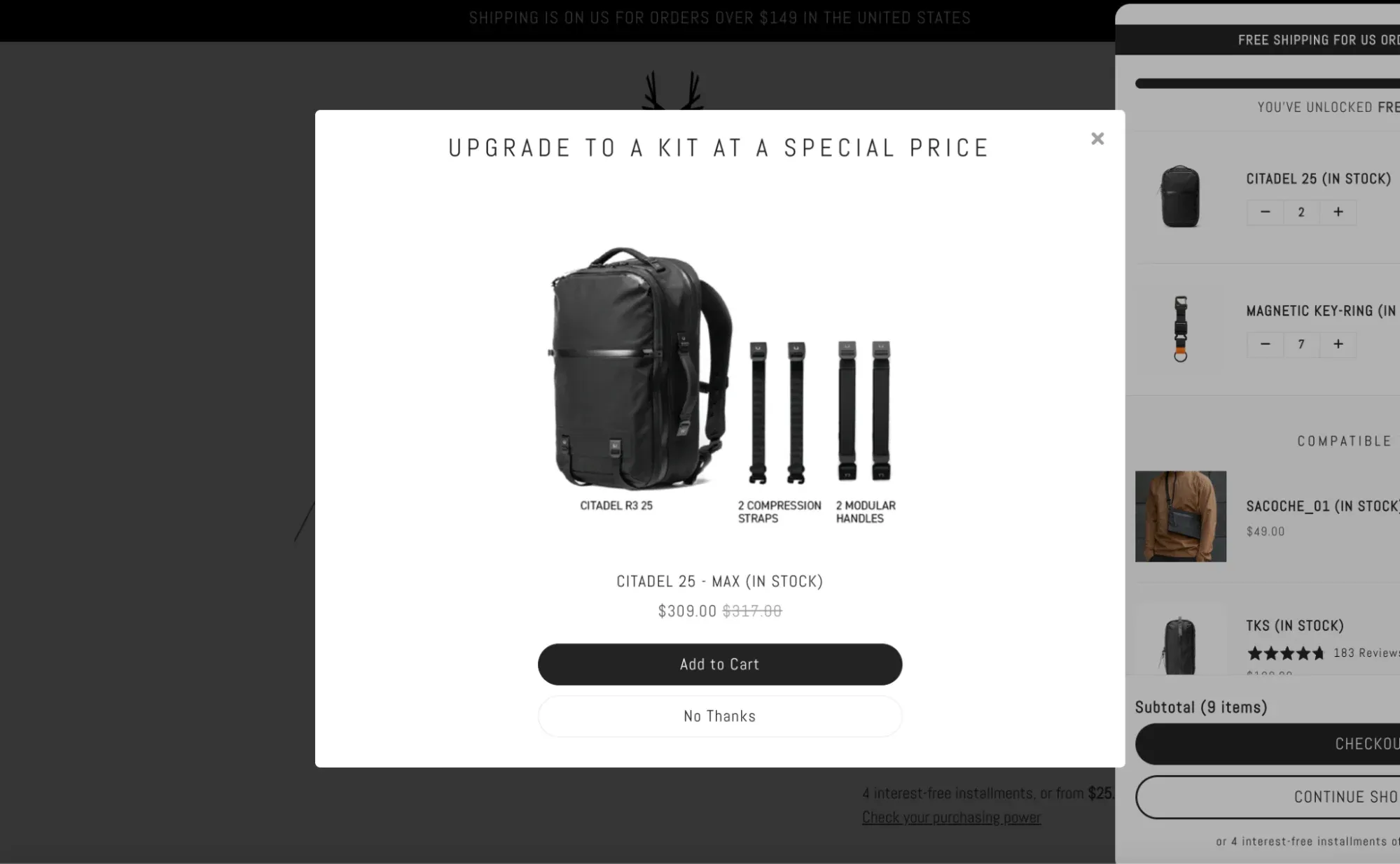 upsell popup