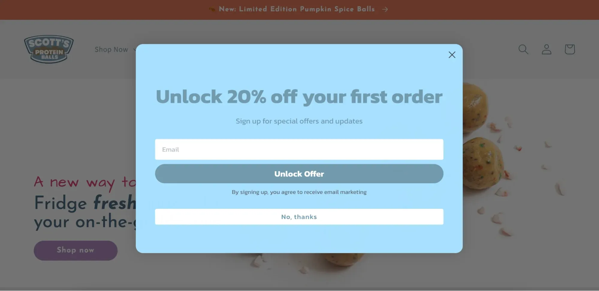 colorful website popup example