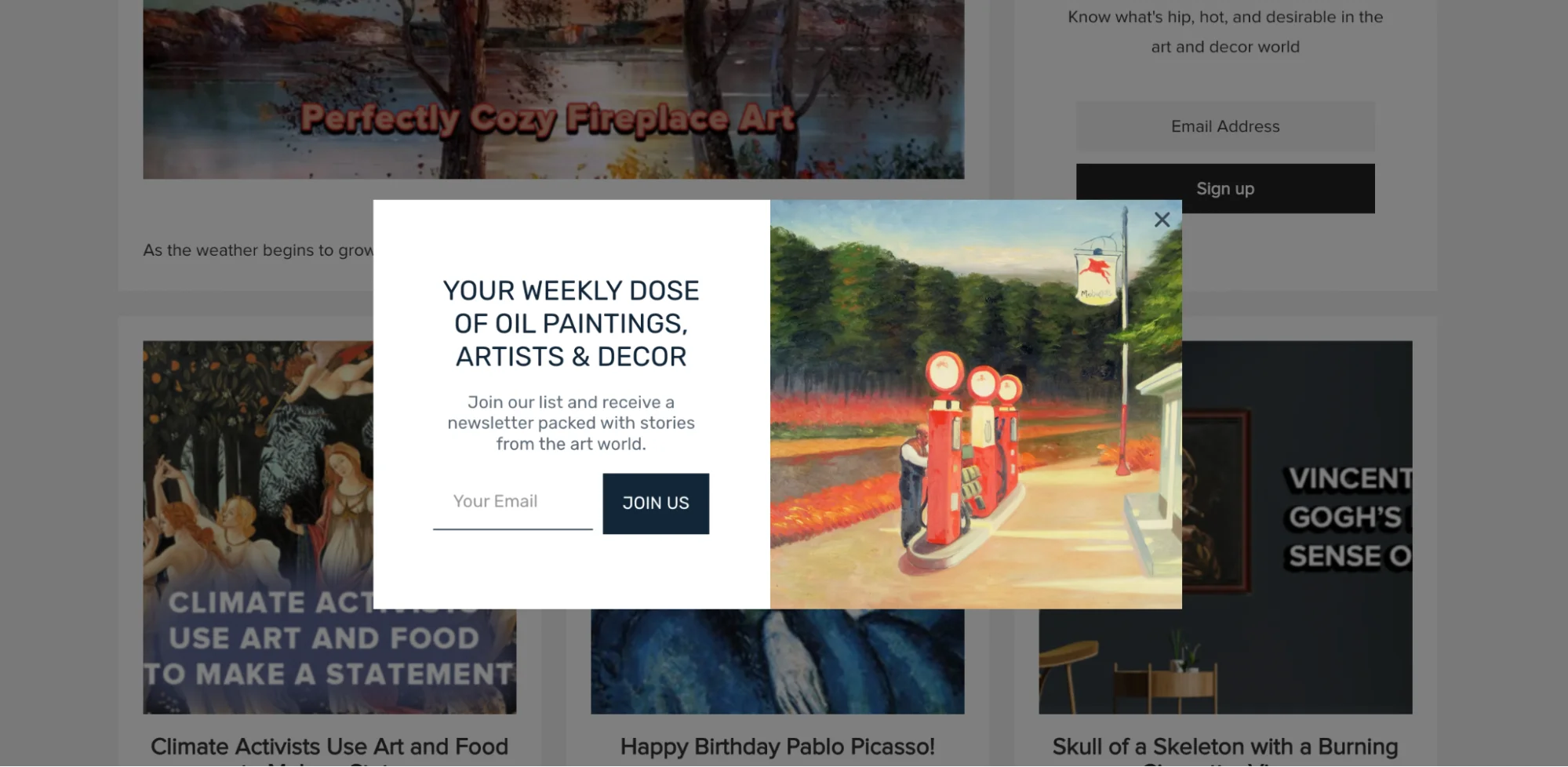 blog website popup