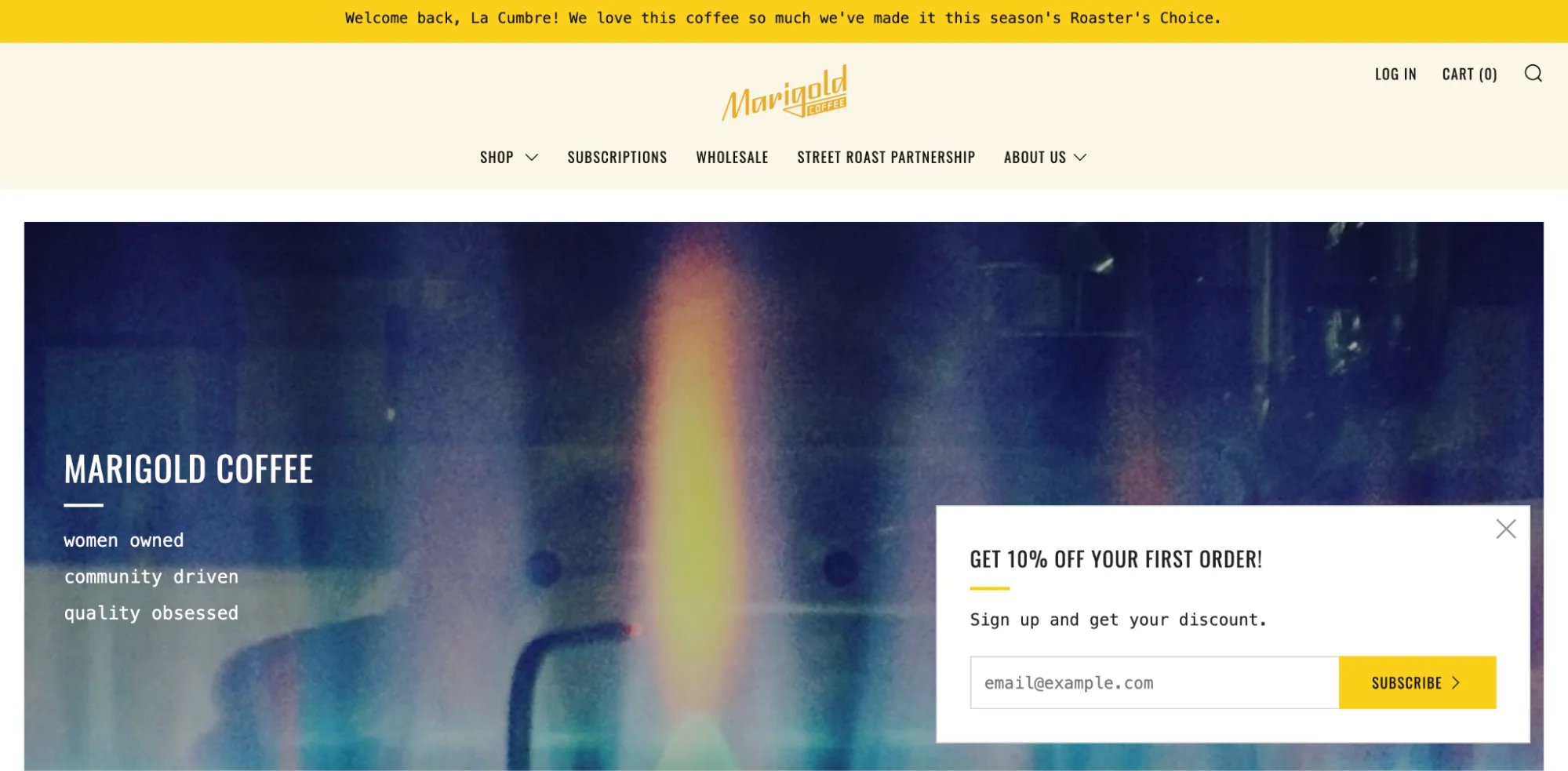 website popup in a corner