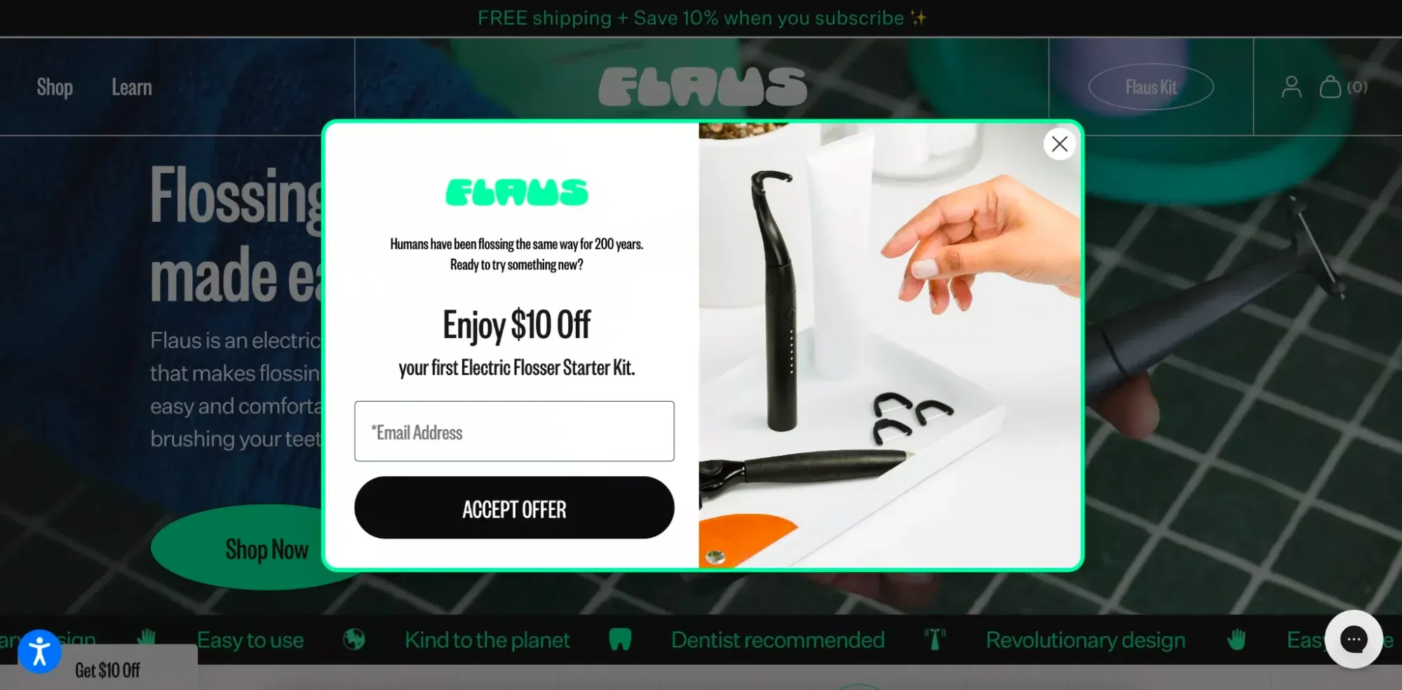 flaus website popup