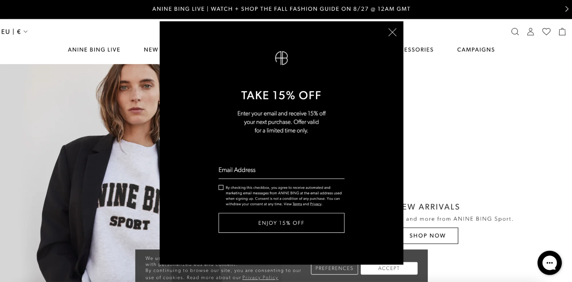 black popup window example