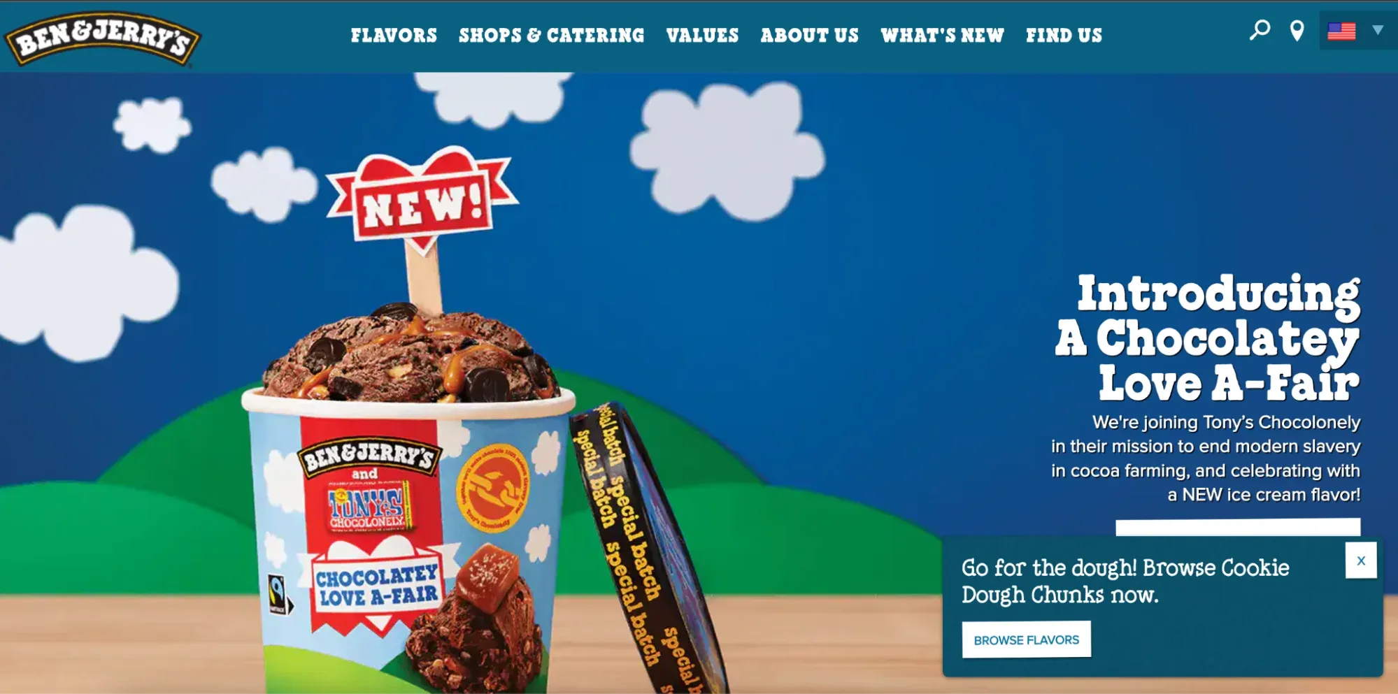 ben jerry's website popup box