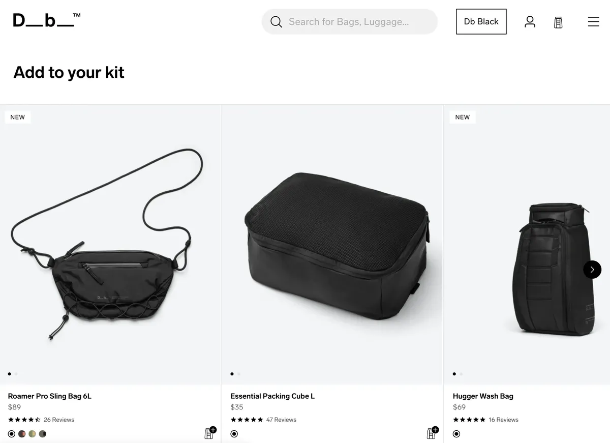Related products recommendation section on a product page