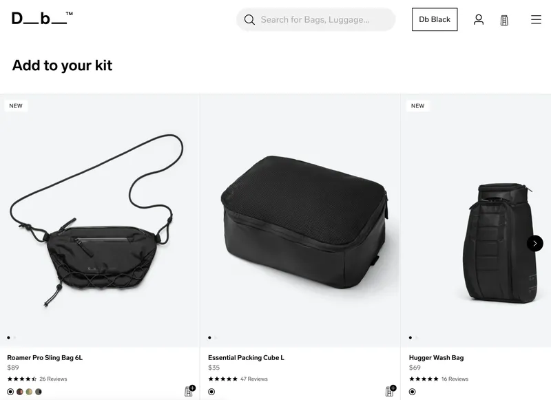 Related products recommendation section on a product page