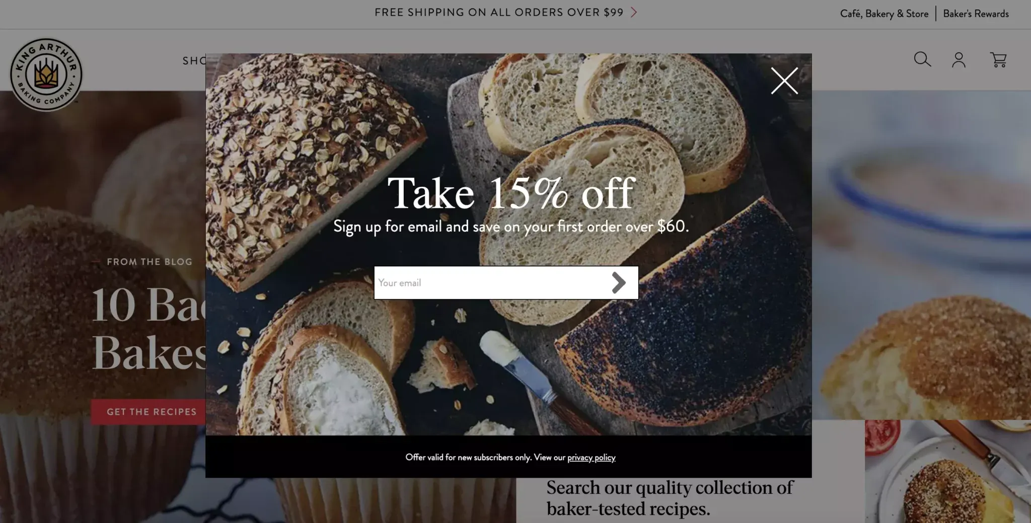 mailchimp popup with discount