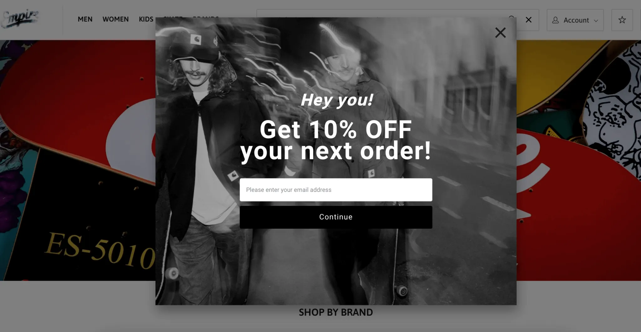popup for building an email list