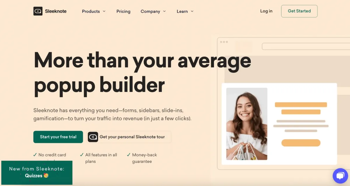 Sleeknote popup platform
