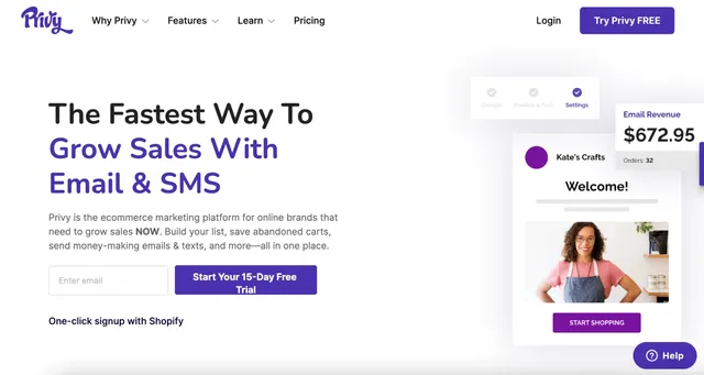 Privy popup and email tool