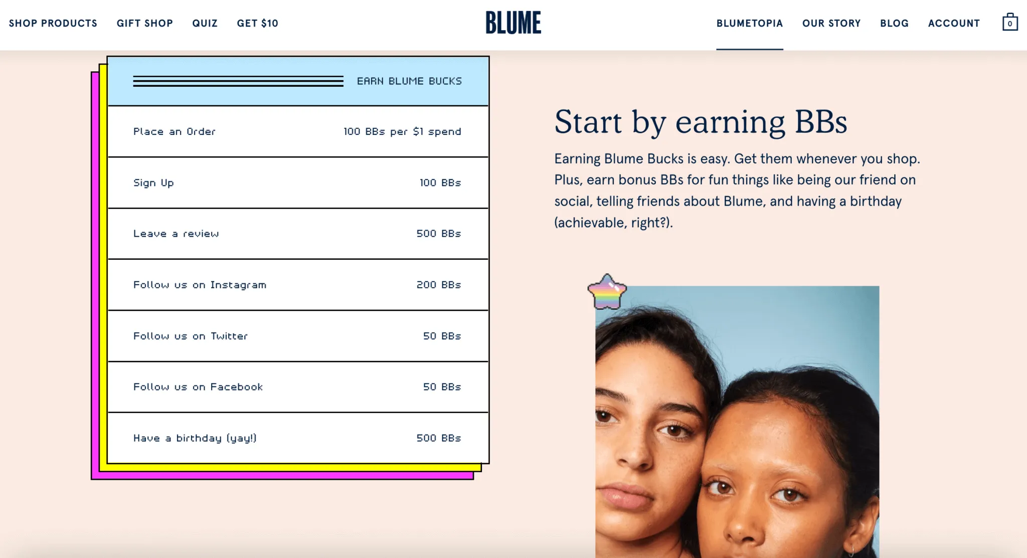 Blume customer's points