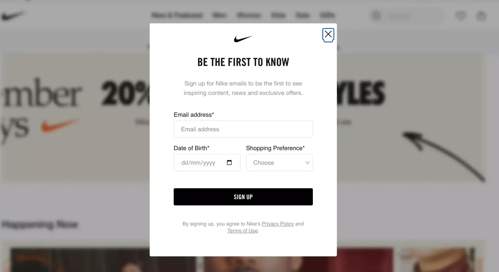 Nike pop-up design example